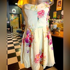 Betsey Johnson Silk Strapless Floral Dress